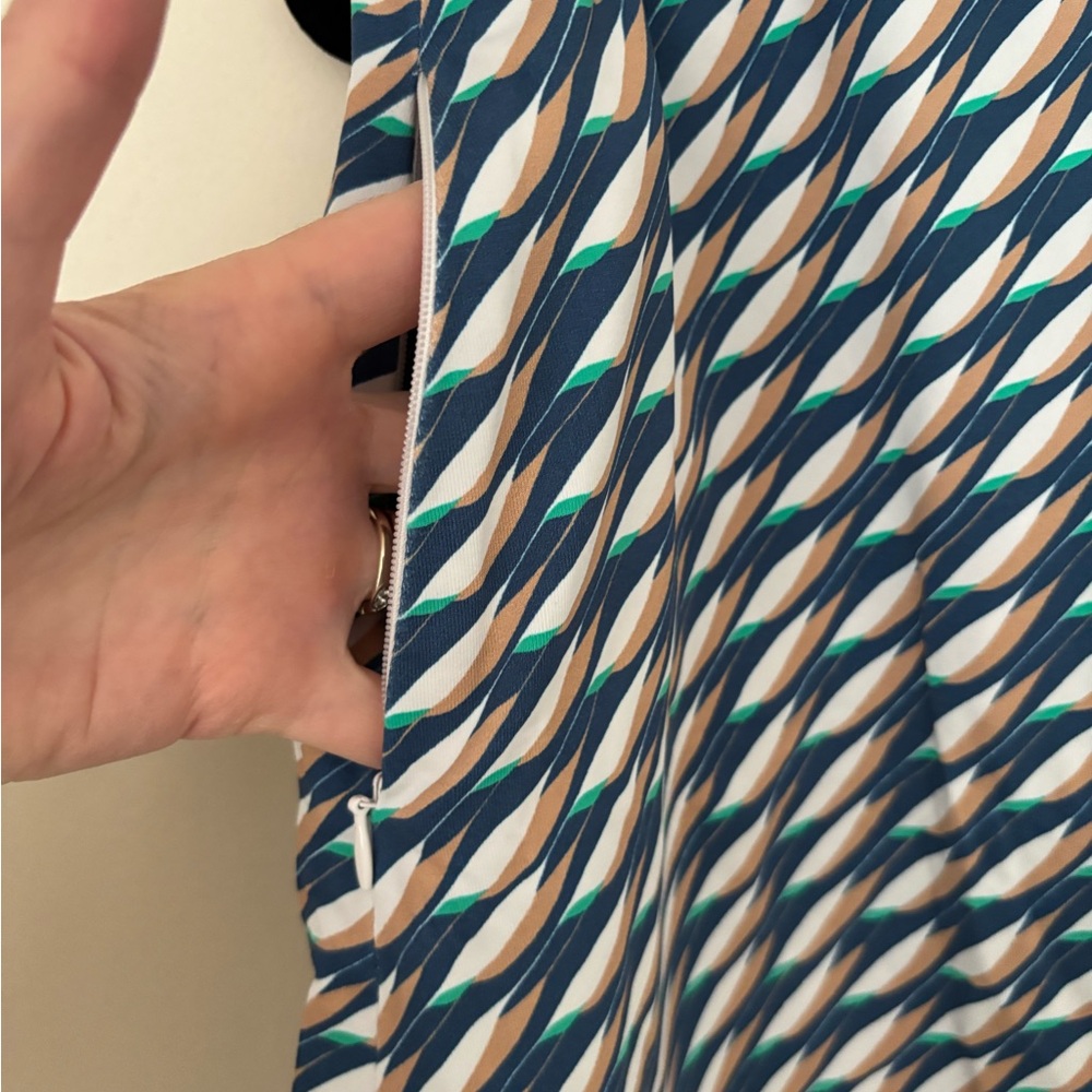Blue Patterned Women's Skort with Subtle Ruffle Hem - Picture 2 of 4